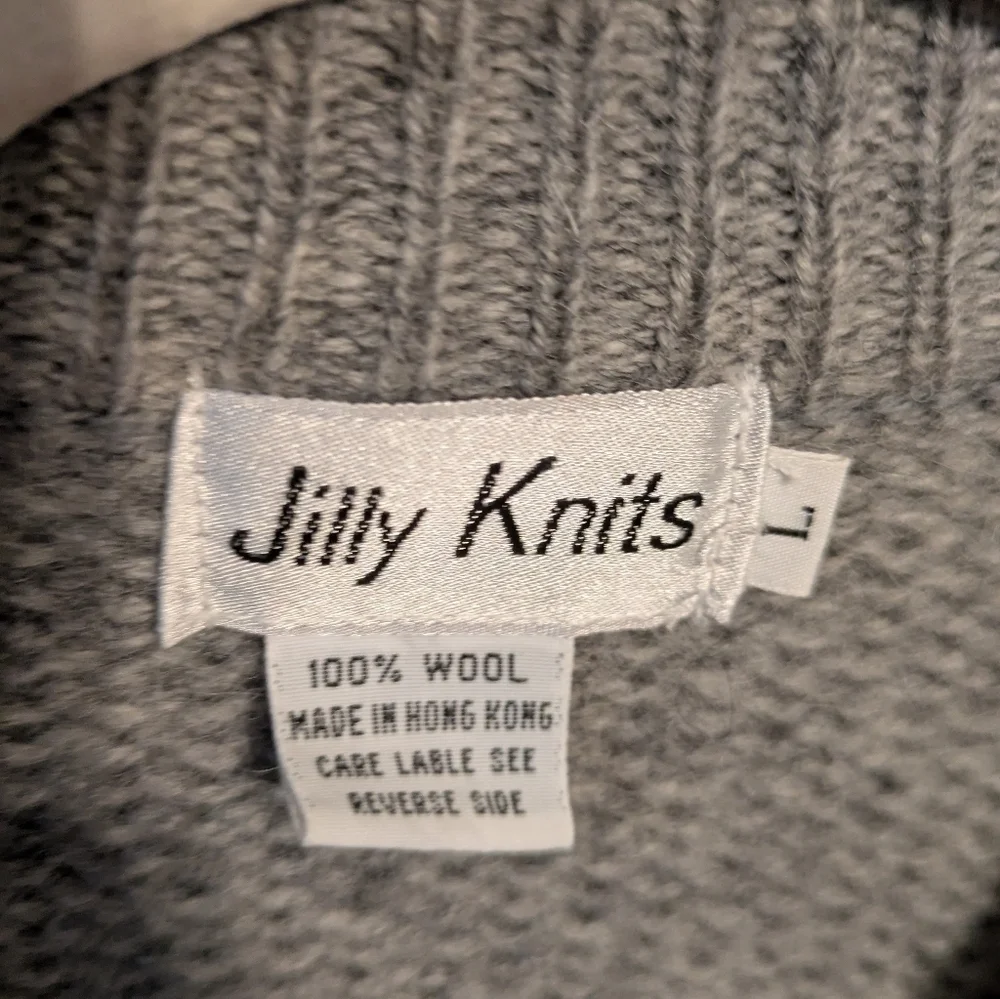 Chunky Wool Cozy Gray Cable Knit Sweater L